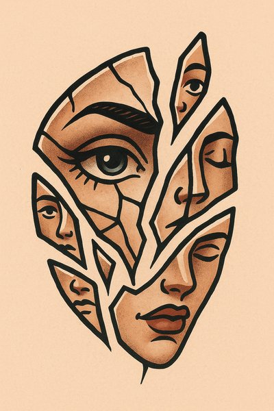 Shattered Mirror of Emotions Tattoo Design