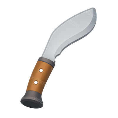 Stylized 3D Machete Icon with Wood Handle