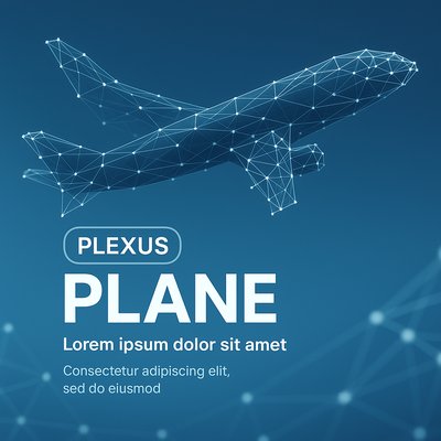 3D Plexus Plane Illustration with Gradient Background