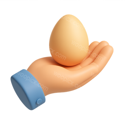 3D Egg Donation Icon in Hand with Isometric View