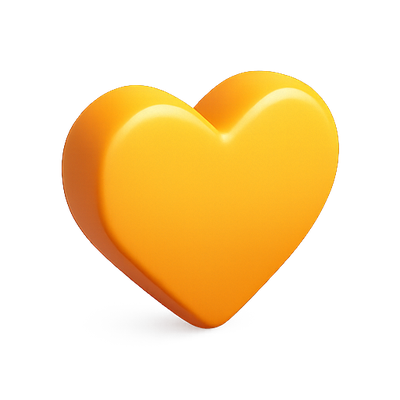 3D Glossy Yellow Heart Icon Design