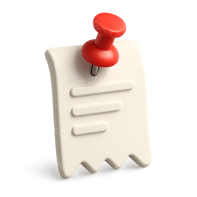 Stylish 3D Receipt Icon with Pushpin Design