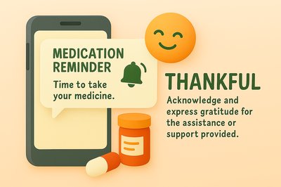 Digital Medication Reminder Illustration with Gratitude Theme