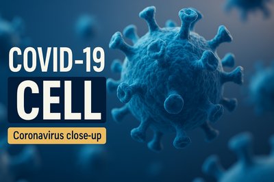Microscopic Close-up of COVID-19 Cell with Detailed Structure