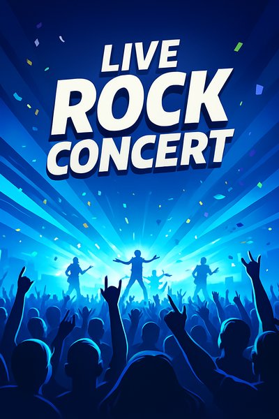 Dynamic Rock Festival Concert Scene with Cheering Crowd
