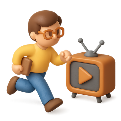 3D Showrunner Icon with TV and Character