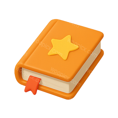 Colorful 3D Book Icon with Star and Bookmark