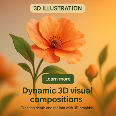 3D Floral Illustration with Depth and Realism