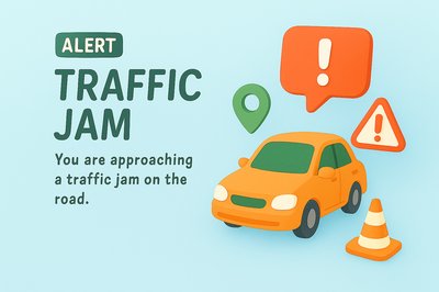 Traffic Jam Alert Graphic with 3D Elements