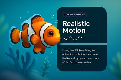3D Clown Fish Illustration with Dynamic Swimming Motion