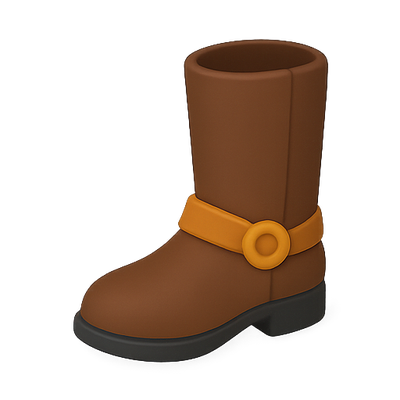 Stylized 3D Brown Boot with Belt Detail