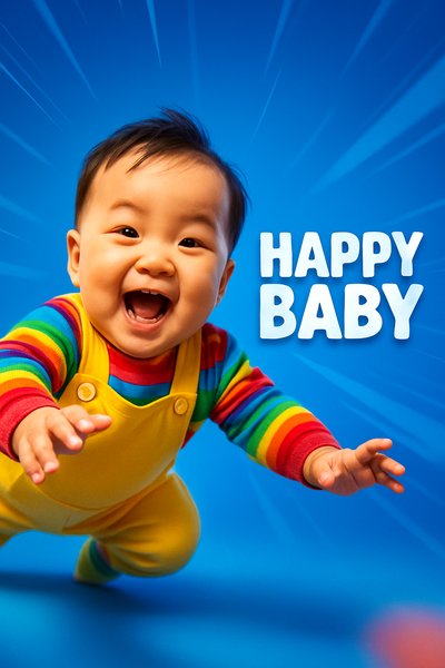 Joyful Portrait of an Asian Baby in Colorful Attire