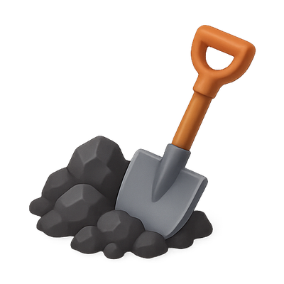 Cartoon Shovel with Dirt Illustration