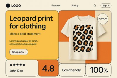 Modern Bento Style Landing Page Design with Leopard Print