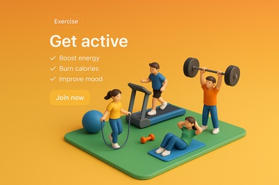 Engaging 3D Exercise Scene with Active Characters