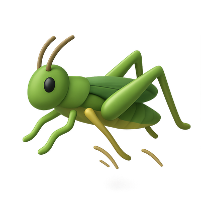 3D Grasshopper Icon in Vibrant Green Colors