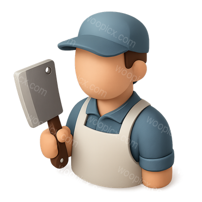 Stylized 3D Butcher Icon with Cleaver
