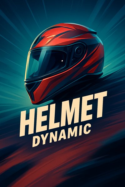 Dynamic Helmet Illustration with Bold Typography