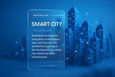 Futuristic Smart City Digital Background with Urban Infrastructure
