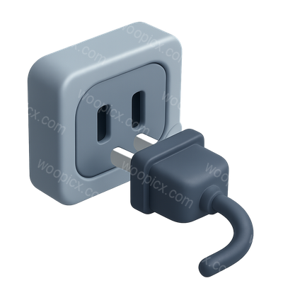 3D Socket Icon with Plug in Isometric View