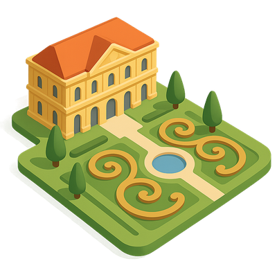 3D Isometric Icon of Versailles Gardens with Palace