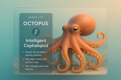 3D Illustration of an Octopus with Informative Overlay