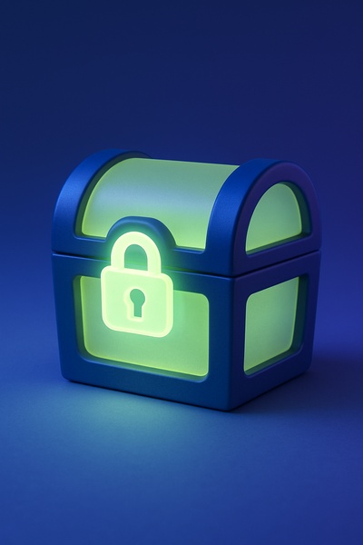 Glowing 3D Chest Icon with Realistic Detailing