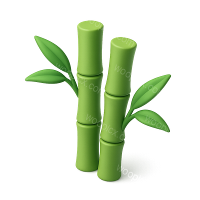 Stylish 3D Bamboo Icon with Transparent Background