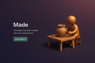 Detailed 3D Scene of a Potter at Work with Text Elements