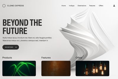 Cinematic Landing Page Design with Abstract Elements