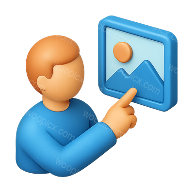 3D Icon of a Person Pointing at an Image