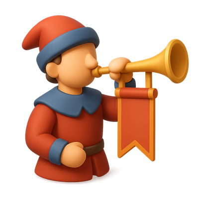 3D Herald Trumpet Icon with Isometric Design