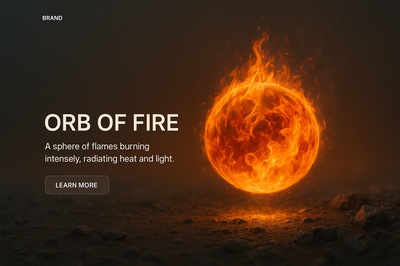 Vibrant Orb of Fire with Engaging Call to Action