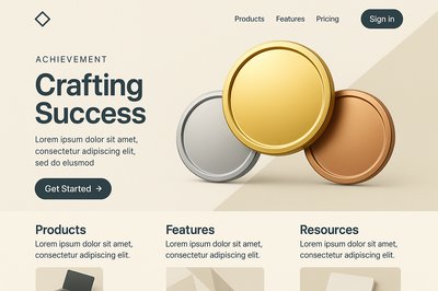 Modern Landing Page Design for Medals with Dynamic Elements