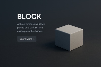 3D Block Scene with Dark Background and Text Elements