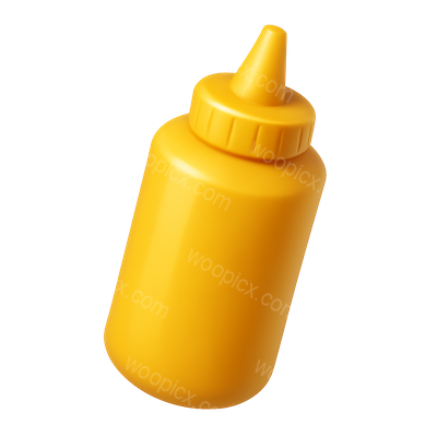 Stylized 3D Mustard Bottle Icon Design