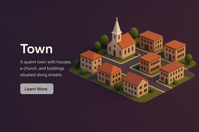 Aerial View of a Quaint Town with 3D Buildings