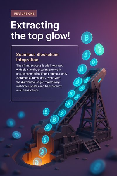 Futuristic Crypto Mine Extracting Glowing Cryptocurrencies