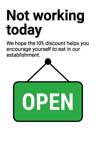 Restaurant Closure Announcement with Discount Offer