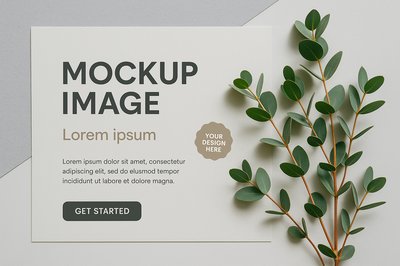 Eucalyptus Mockup on Pastel Gray Background with Text Elements