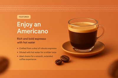 Landing Page Design Featuring Americano Coffee