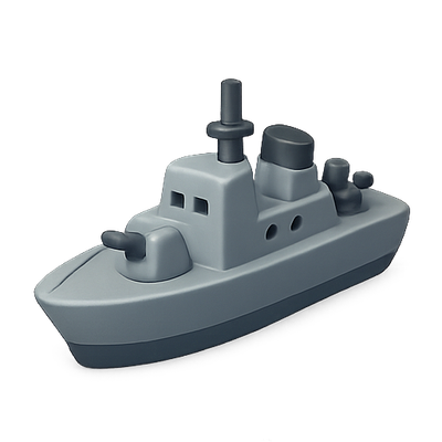 Stylized Gray Toy Warship Model