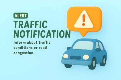 3D Traffic Notification Graphic with Car Icon