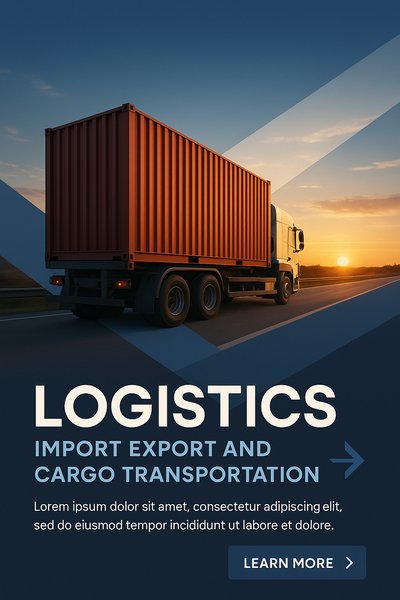 Logistics and Transportation: Container Truck at Sunset