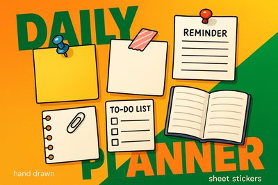 Vibrant Hand-Drawn Planner Doodles for Modern Organization