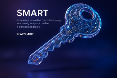Hyperrealistic 3D Key with Glowing Micro-LEDs and Circuitry