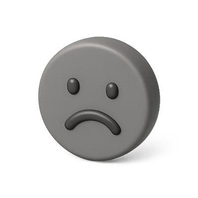 3D Gray Sad Face Emoji Icon