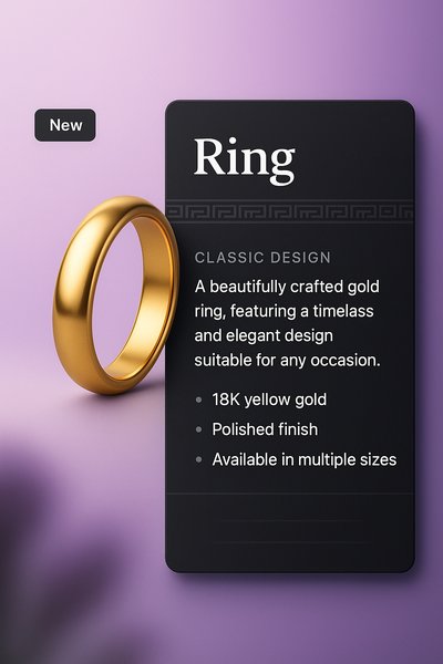 3D Illustration of a Gold Ring for Web Page Design