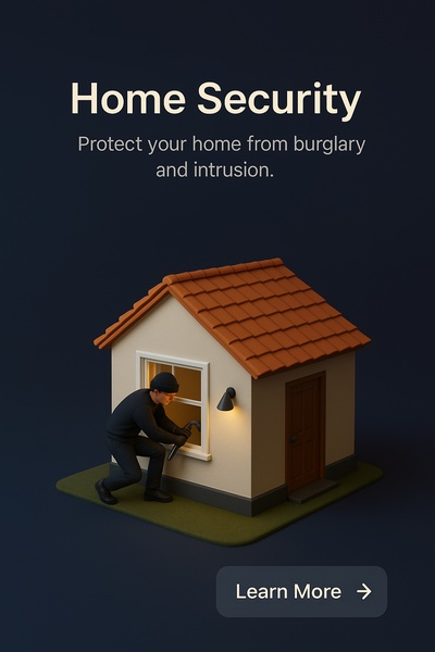 3D Scene of Home Security with Intruder Focus