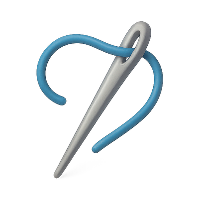 Stylized Needle and Thread Graphic Illustration